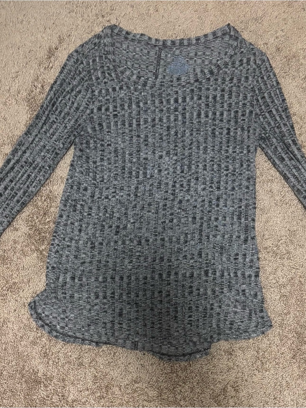 No Boundaries Grey Waffle Knit Scoop Neck Sweater